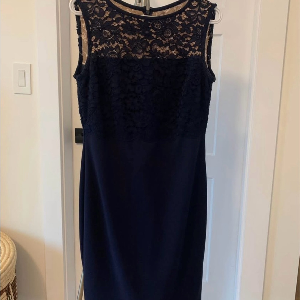 Ralph Lauren Navy Lace Midi Dress